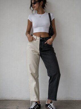 Vintage Levi’s 550 Two Tone Black CREAM Jeans Made USA Reworked Grunge 10